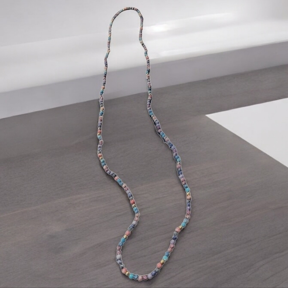 Long multi colored Beaded Necklace